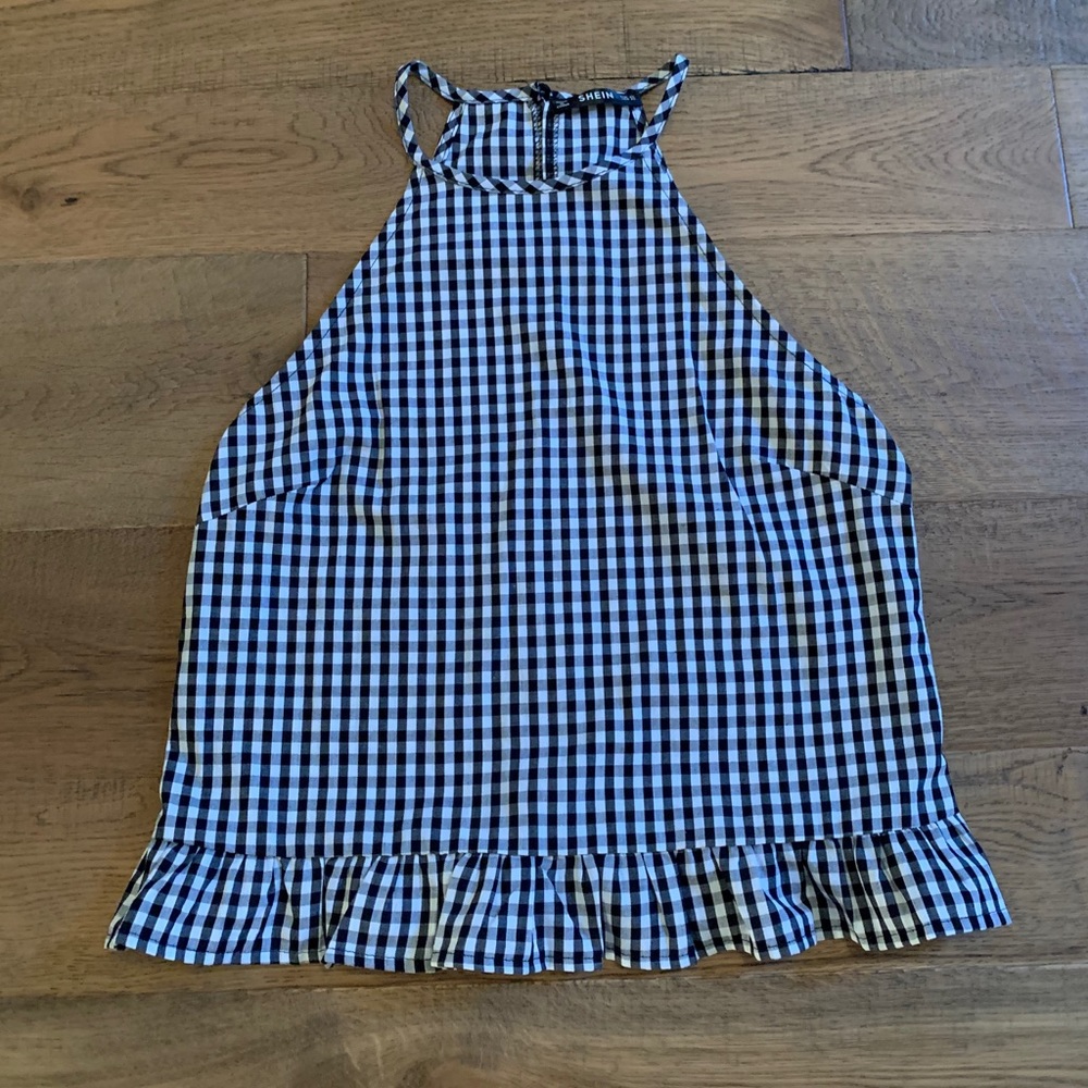 SHEIN Gingham High Neck Tank